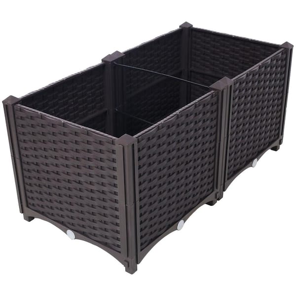 Anky 31.5 in. Brown PP Plastic Rectangular Outdoor Raised Planter Box