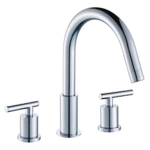 Noa 8 in. Widespread 3 Hole Bathroom Sink Faucet with 2 Lever Handles in Polished Chrome