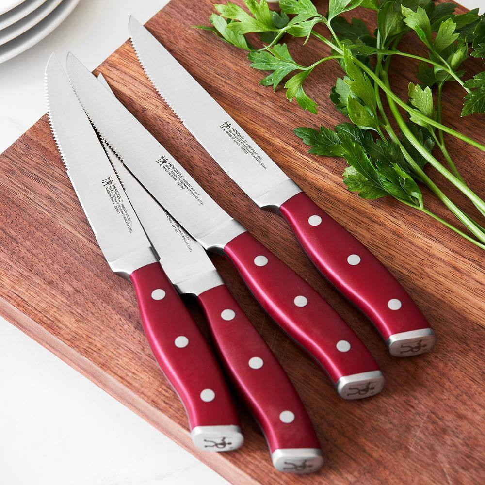 Forged Accent Red Stainless Steel Steak Knife Set of 4