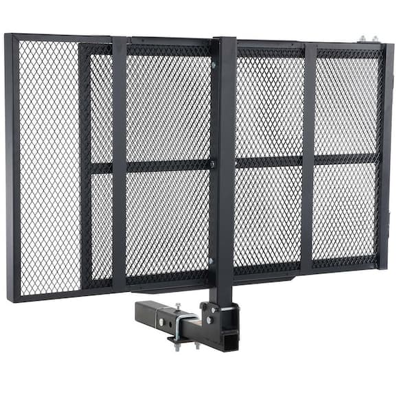 SKYSHALO Hitch Mount Cargo Carrier, 45.3 in. x 25.6 in. Iron Hitch Cargo Rack with Folding Ramp, Hitch Rack Basket