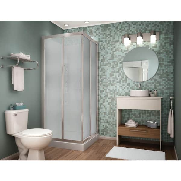 Mediterranean III 32 in. L x 32 in. W x 70 in. H Corner Shower Stall/Kit in White