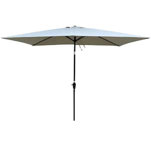 6 ft. x 9 ft. Rectangular Market Patio Umbrella in Frozen Dew with Crank and Push Button Tilt