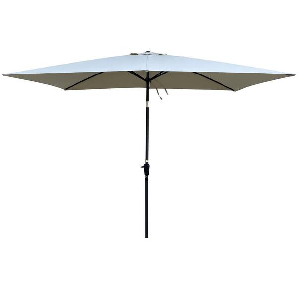 Amucolo 6 ft. x 9 ft. Rectangular Market Patio Umbrella in Frozen Dew with Crank and Push Button Tilt