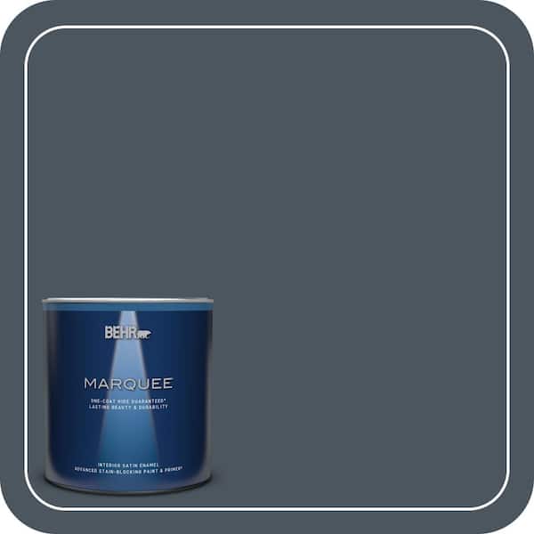 BEHR MARQUEE 1 qt. #N480-7 Midnight Blue One-Coat Hide Satin Enamel Interior Paint & Primer