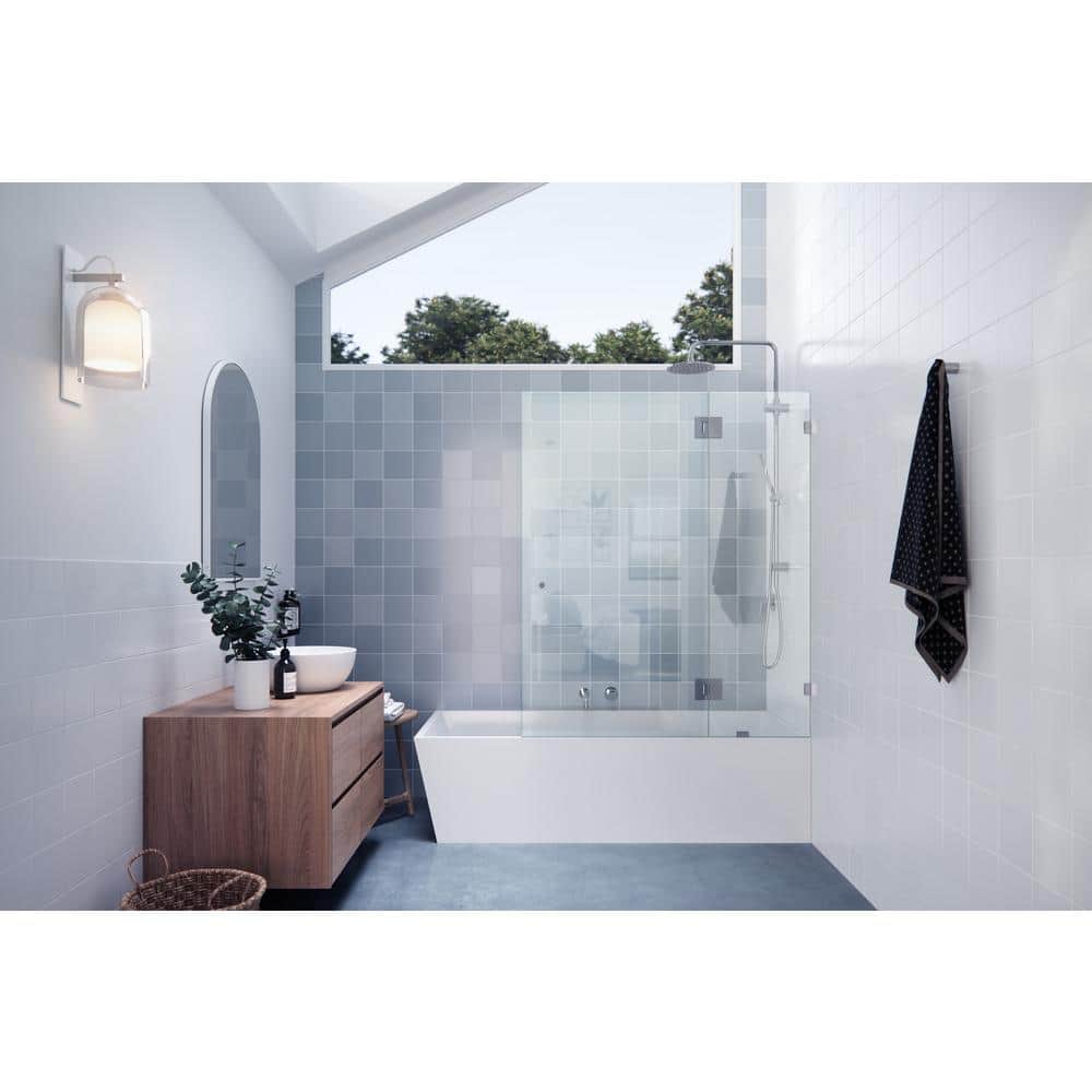 Halo 48.5" x 58.25" Frameless Glass Bathtub Door with Chrome Hinges