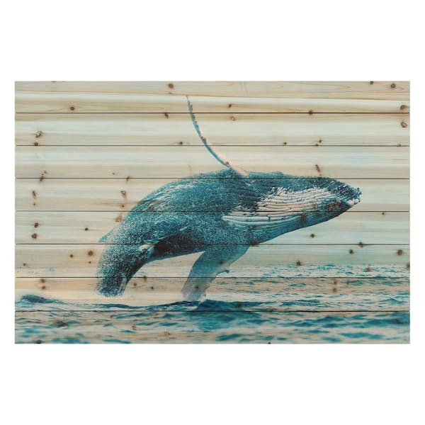 Empire Art Direct "Whale" Arte de Legno Digital Unframed Animal Art Print on Solid Wood Wall Art, 30 in. x 45 in. .