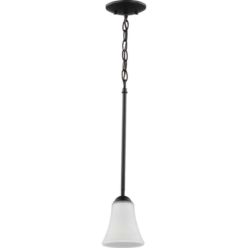 Antique Bronze Mini Pendant with Etched Glass Shade