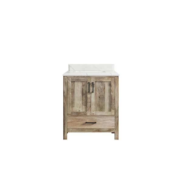 Willow Collections Malibu Mango 30 in. W x 22 in. D x 36 in. H Bath Vanity in Natural with Cove Edge Calacatta Quartz