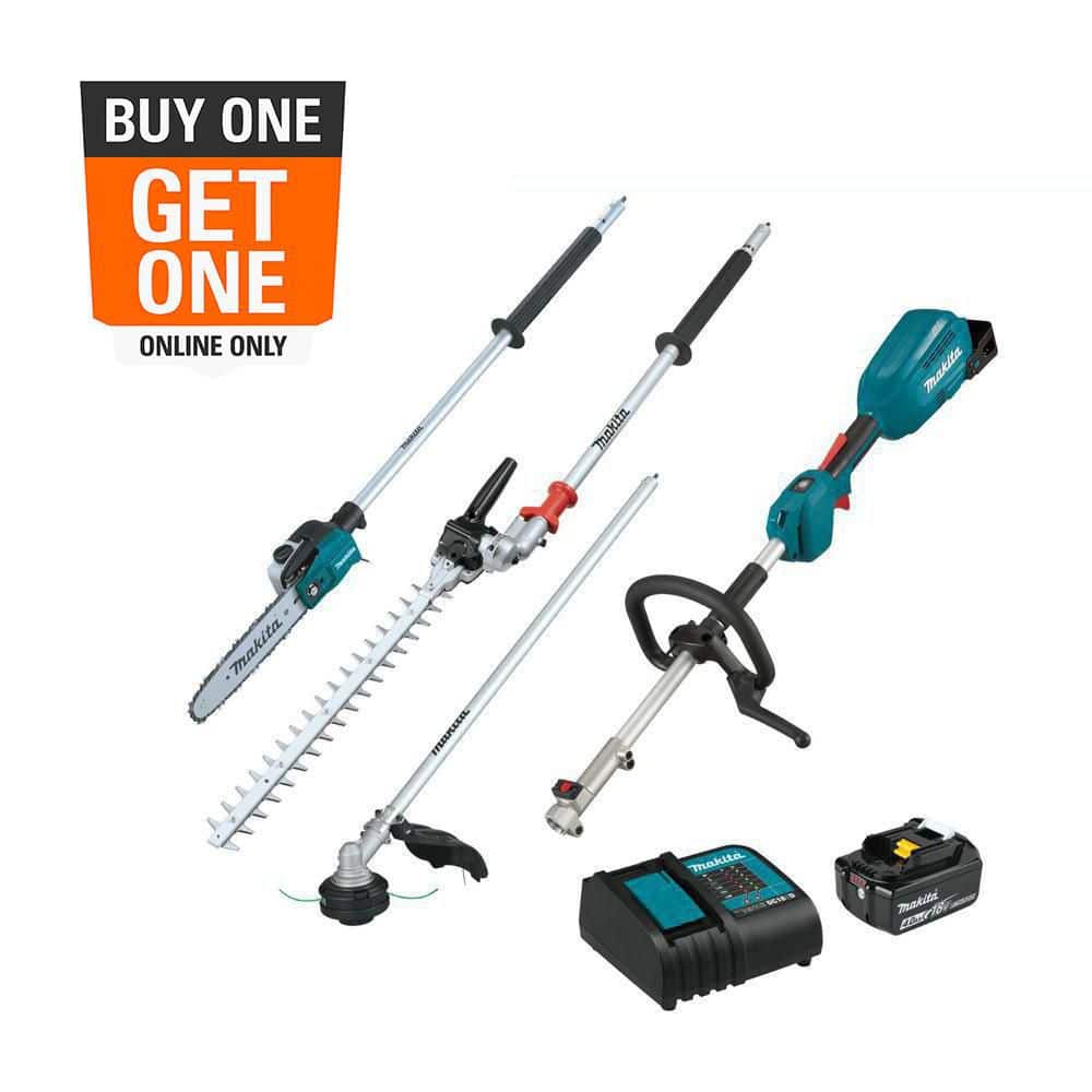 MAKITA 18V LXT Brushless Couple Shaft Power Head Kit w/String Trimmer, Pole Saw & Articulating Hedge Trimmer Attachments 4.0Ah (XUX02SM1X5)