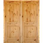 Krosswood Doors 48 in. x 96 in. Rustic Knotty Alder 2-Panel Square Top ...