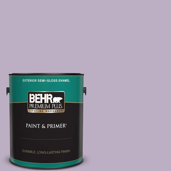 BEHR PREMIUM PLUS 1 gal. #S100-3 Courtly Purple Semi-Gloss Enamel Exterior Paint & Primer