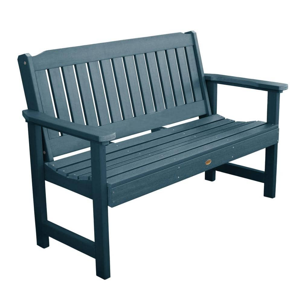 blue wooden garden bench