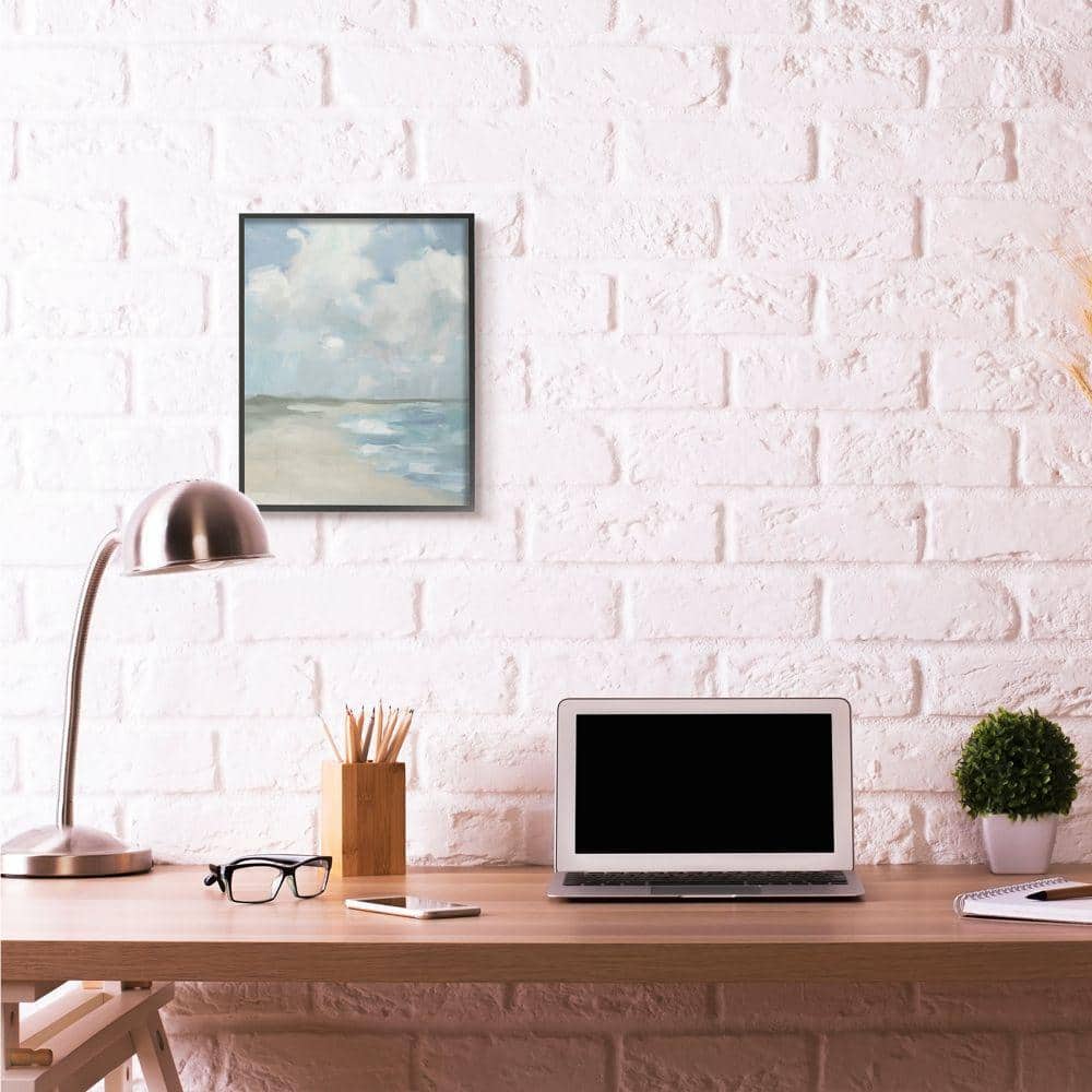 16x20 Blue and Green Abstract Beach Canvas Print for Kids