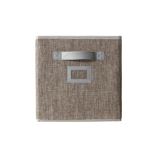 Home Decorators Collection 11 in. H x 10.5 in. W x 11 in. D Brown Fabric Cube Storage Bin