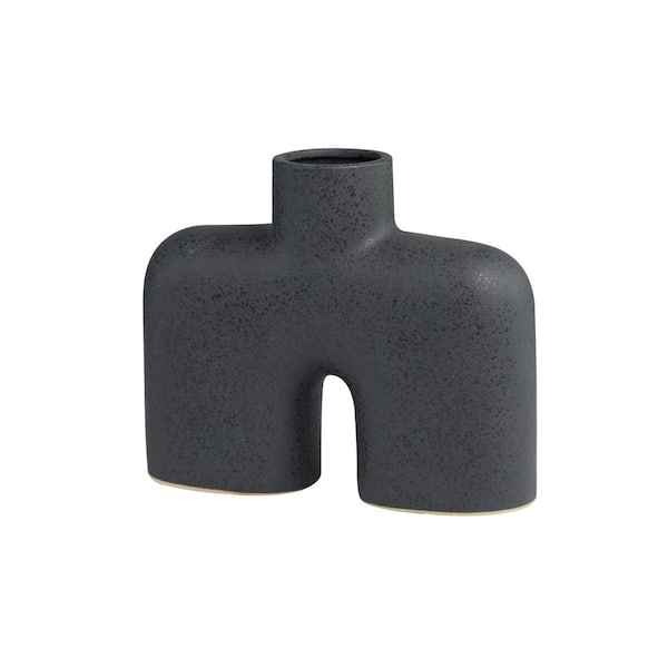 Novogratz 9 in. Black Arched Ceramic Abstract Decorative Vase