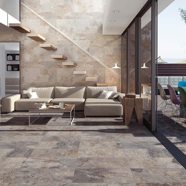 Ardesia Ocre 12-1/2 in. x 24-1/2 in. Porcelain Floor and Wall Tile (10.8 sq. ft./Case)