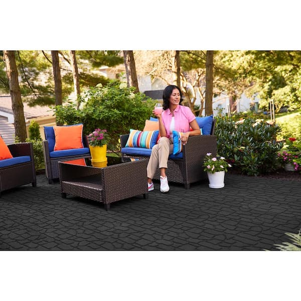 24 in. x 12 in. x 5/8 in. Black Interlocking Dual-Sided Rubber Paver (60-Pack)