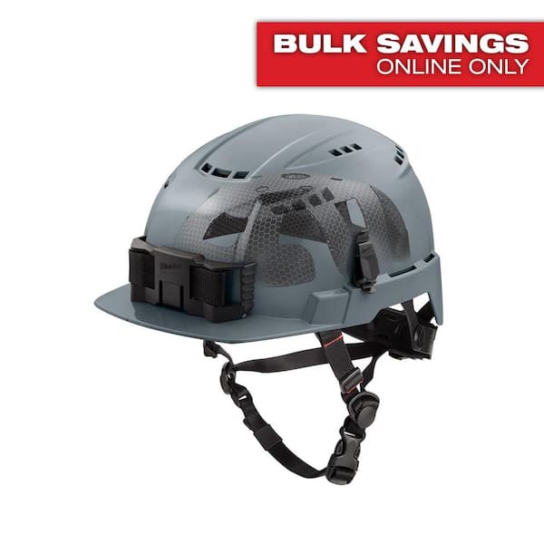 Milwaukee BOLT Gray Type 2 Class C Front Brim Vented Safety Helmet with IMPACT-ARMOR Liner