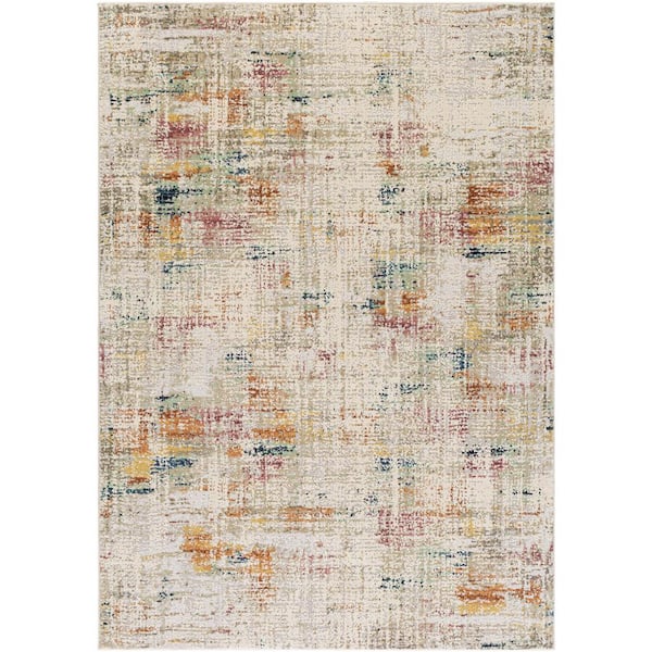 Livabliss Aldredge Cream/Burnt Orange 7 ft. x 10 ft. Indoor Area Rug