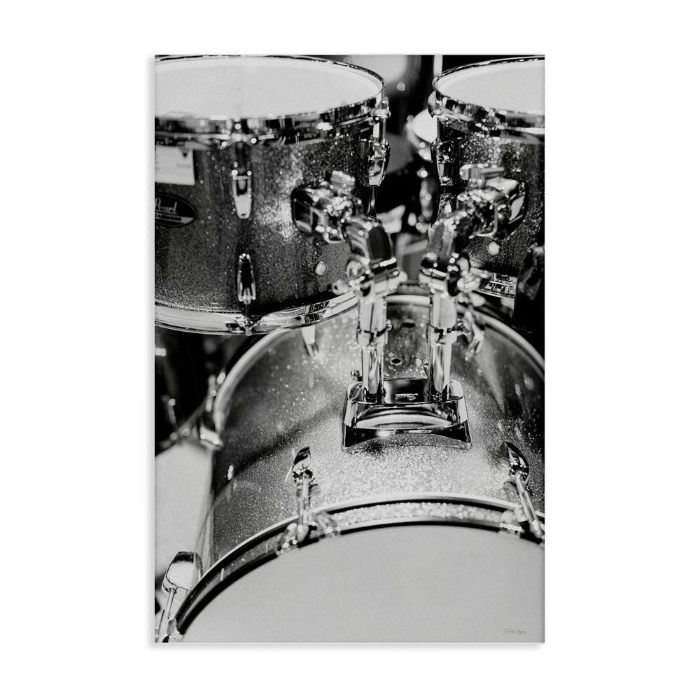 Drum Set Black and White by Jennifer Rigsby Unframed Music Graphic Art Print 30 in. x 20 in. price history on PriceWatchPro