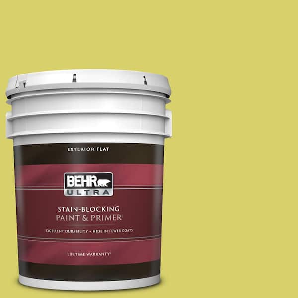 BEHR ULTRA 5 gal. #P340-4 Lime Tree Flat Exterior Paint & Primer