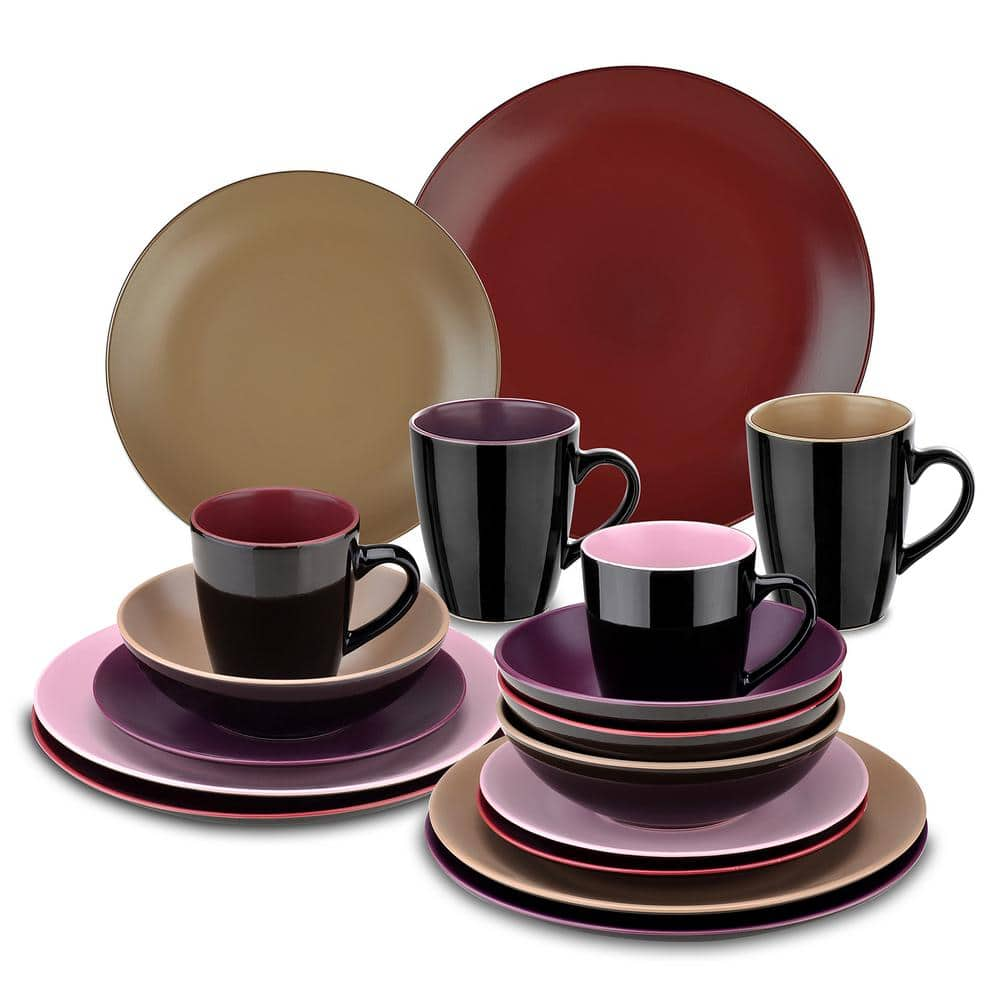 vancasso Moda Matte 16 Piece Stoneware Dinnerware Grey Dinner  Service for 4 Tableware Stoneware Dinnerware Set Crockery with 11in Dinner  Plate, 8in Dessert Plate, 7in Bowl and 14oz Mug. Moda