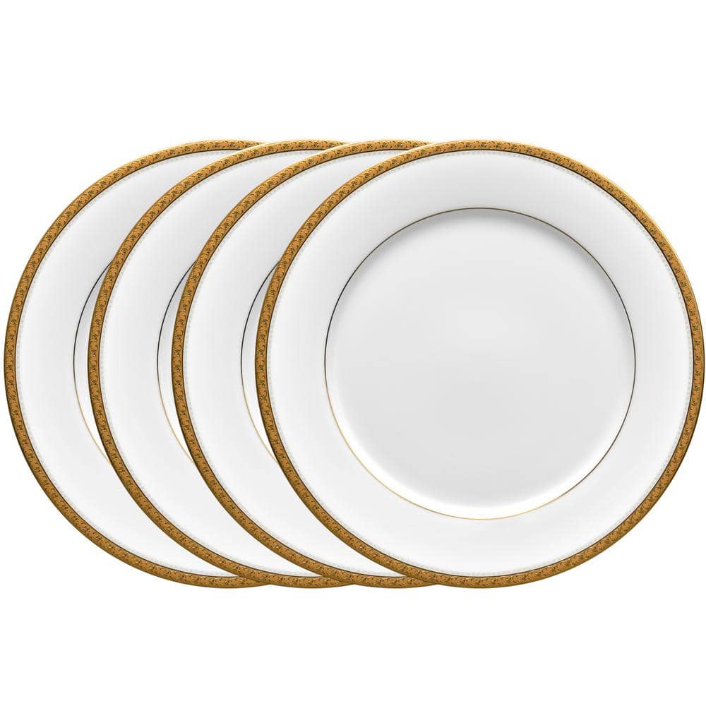 Noritake Charlotta Gold 10.5 in. (Gold) Porcelain Dinner Plates, (Set of 4) 1716406D The Home