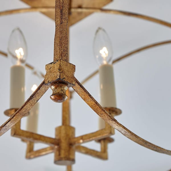 Generation Lighting - Thayer 14.375 in. W. 4-Light Antique Gild Semi-Flush Mount