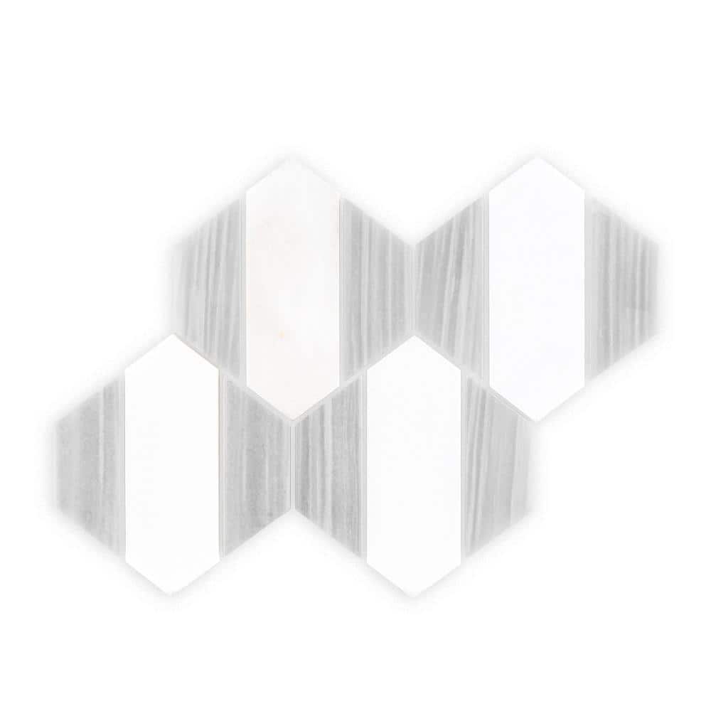 Cravat White/Grey 7.375 in. x 10.125 in. Geometric Honed Thassos/Grey Marble Wall/Floor Mosaic Tile (5.18 sq. ft./Case) price history on PriceWatchPro