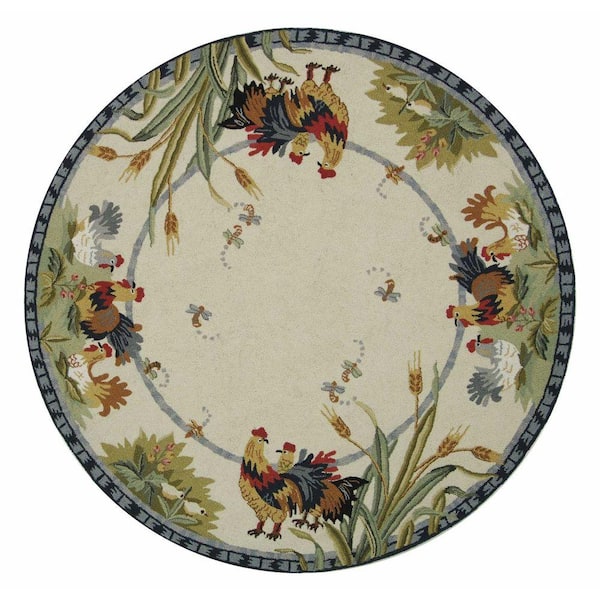 SAFAVIEH Chelsea Ivory 4 ft. x 4 ft. Round Animal Print Border Area Rug