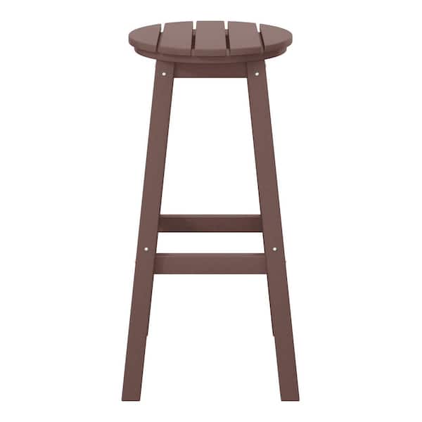 WESTIN OUTDOOR Laguna 29 in. HDPE Plastic All Weather Backless Round Seat Bar Height Outdoor Bar Stool in, Dark Brown