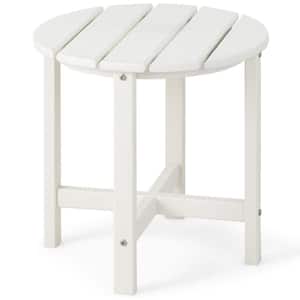 Outdoor 18 in. Round Weather-Resistant Adirondack Side Table, White