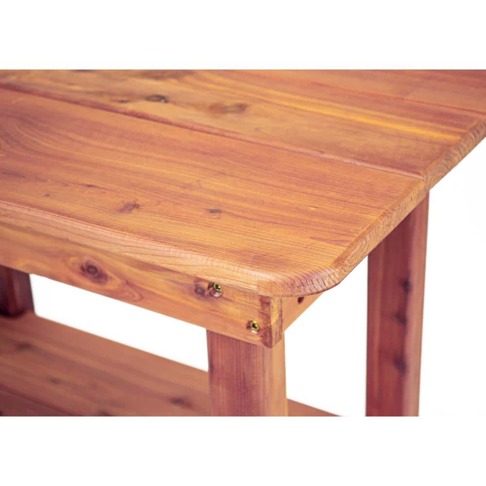 Medium Brown Cedar Rectangular Outdoor End Table
