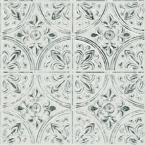 Chelsea Antique White Tin Tile 10 in. x 10 in. x 0.025 in. Vinyl Peel and Stick Tile Sample (0.69 sq. ft./Pack)