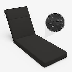 80 in. x 26 in. x 4 in. Outdoor Water-Resistant Replacement Chaise Lounge Seat Cushion Black