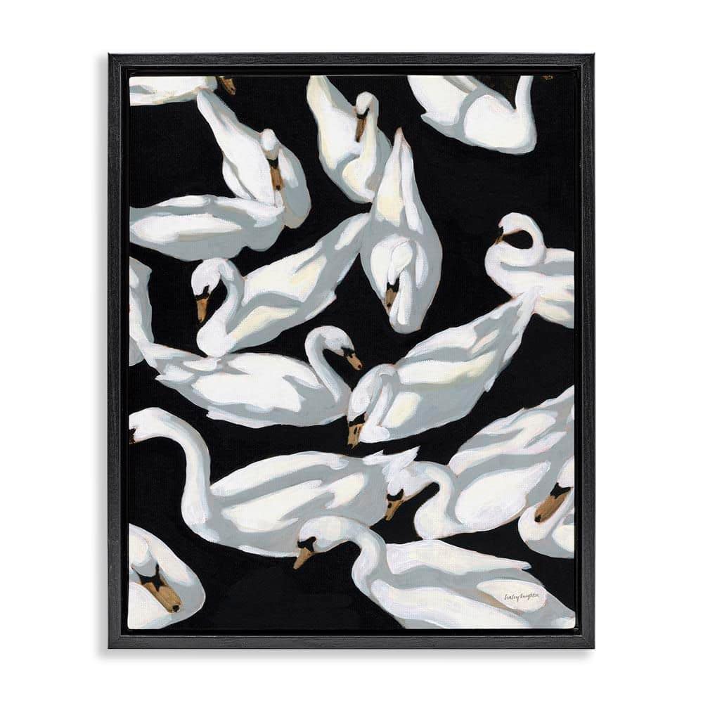 Overlapping Swans on Black by Haley Knighten Black Floater Frame Animal Graphic Art Print 21 in. x 17 in. price history on PriceWatchPro