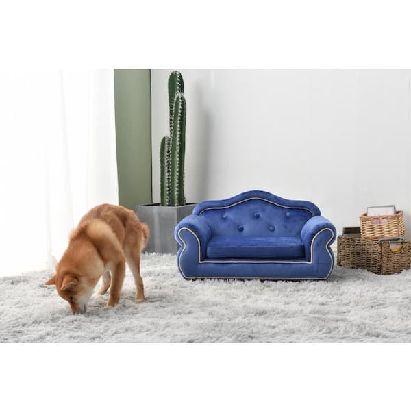 Velvet sofa with clearance dogs