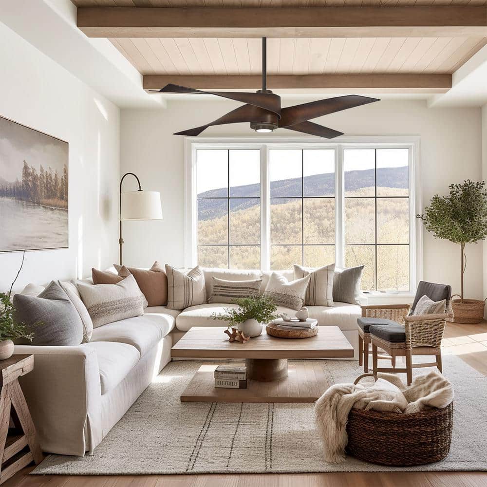 Artemis IV 64" Oil Rubbed Bronze Ceiling Fan with White Glass LED Light