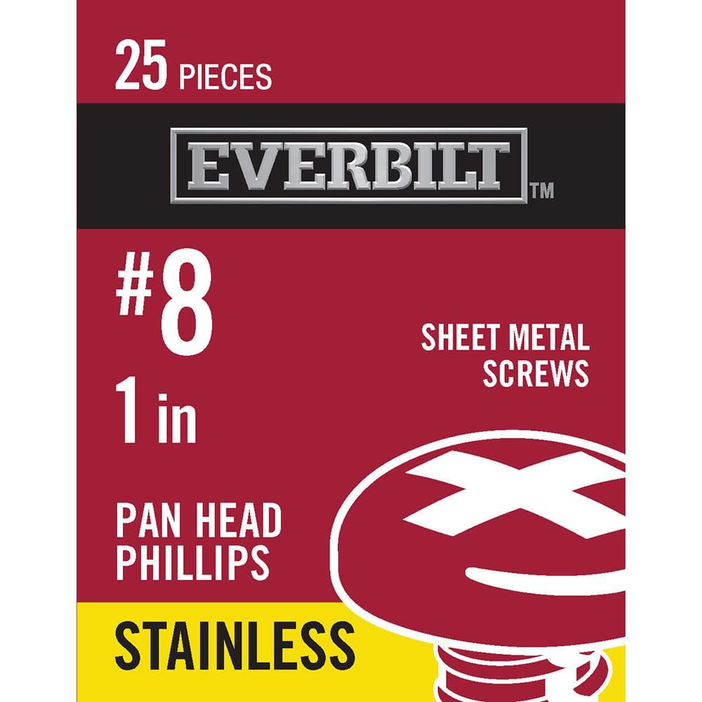 "#8 x 1 in. Stainless Steel Phillips Pan Head Sheet Metal Screw (25-Pack)" price history on PriceWatchPro