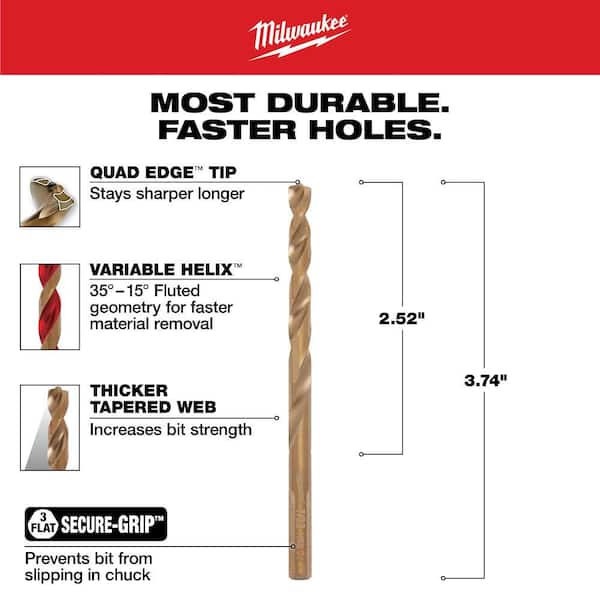 Milwaukee 7/32 in. Cobalt Red Helix Twist Drill Bit 48-89-2311