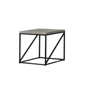 24 in. H Industrial Style Gray with Wooden Top And Metallic Base Minimal End Table