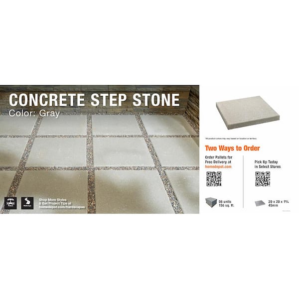 Oldcastle Paper Sample Only: 20 in. x 20 in. x 1.77 in. Gray Concrete Step Stone Sample Board (1-Piece)