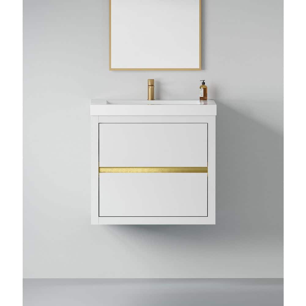 24 in. Wall-Mounted Bath Vanity Floating Bathroom Storage Cabinet in Glossy