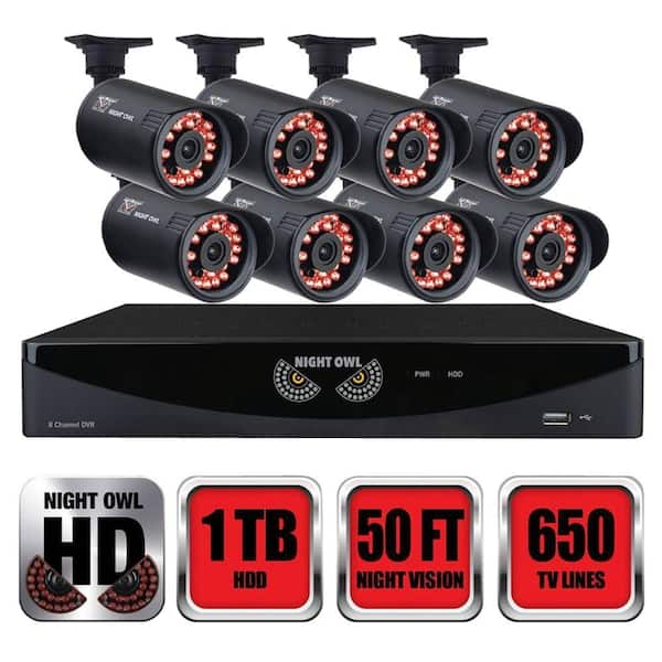 Night Owl 8-Channel Video Security System with 8 x 650TVL Bullet Cameras