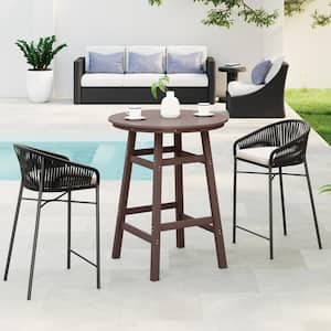 Laguna 35 in. Round HDPE Plastic All Weather Bar Height High Top Bistro Outdoor Bar Table in Dark Bown