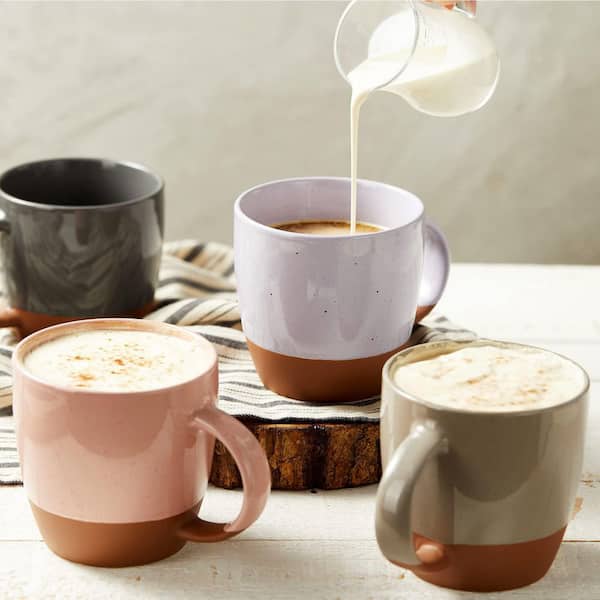 Wudkey 18 oz. Colorful Ceramic Coffee Mugs (Set of 6), Great for Tea Hot Chocolate, Microwave Safe, Modern, Unique Style