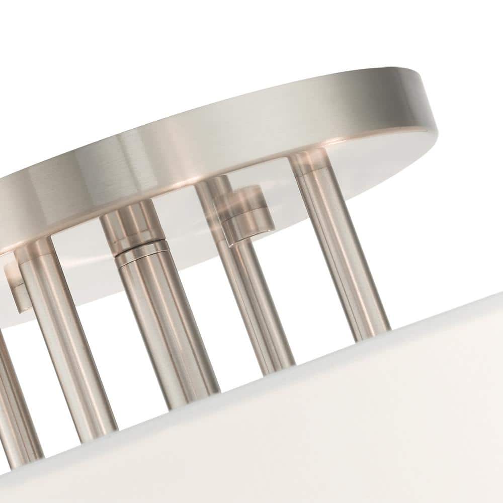 Brushed Nickel 30" Drum Shade Semi Flush Mount Light