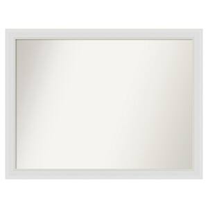 Flair Soft White Narrow 42 in. x 32 in. Custom Non-Beveled Satin Recyled Polystyrene Bathroom Vanity Wall Mirror