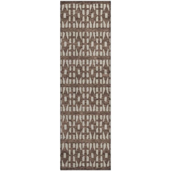 Addison Rugs Mayfield Premium Machine Washable Abstract AMF963 Brown 2 ft. 3 in. x 7 ft. 6 in. Runner Rug