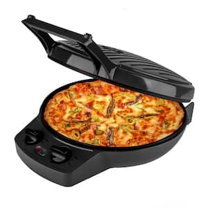 12 in. Black Pizza Cooker and Calzone Maker with Timer and Temperatures control Electric indoor Grill